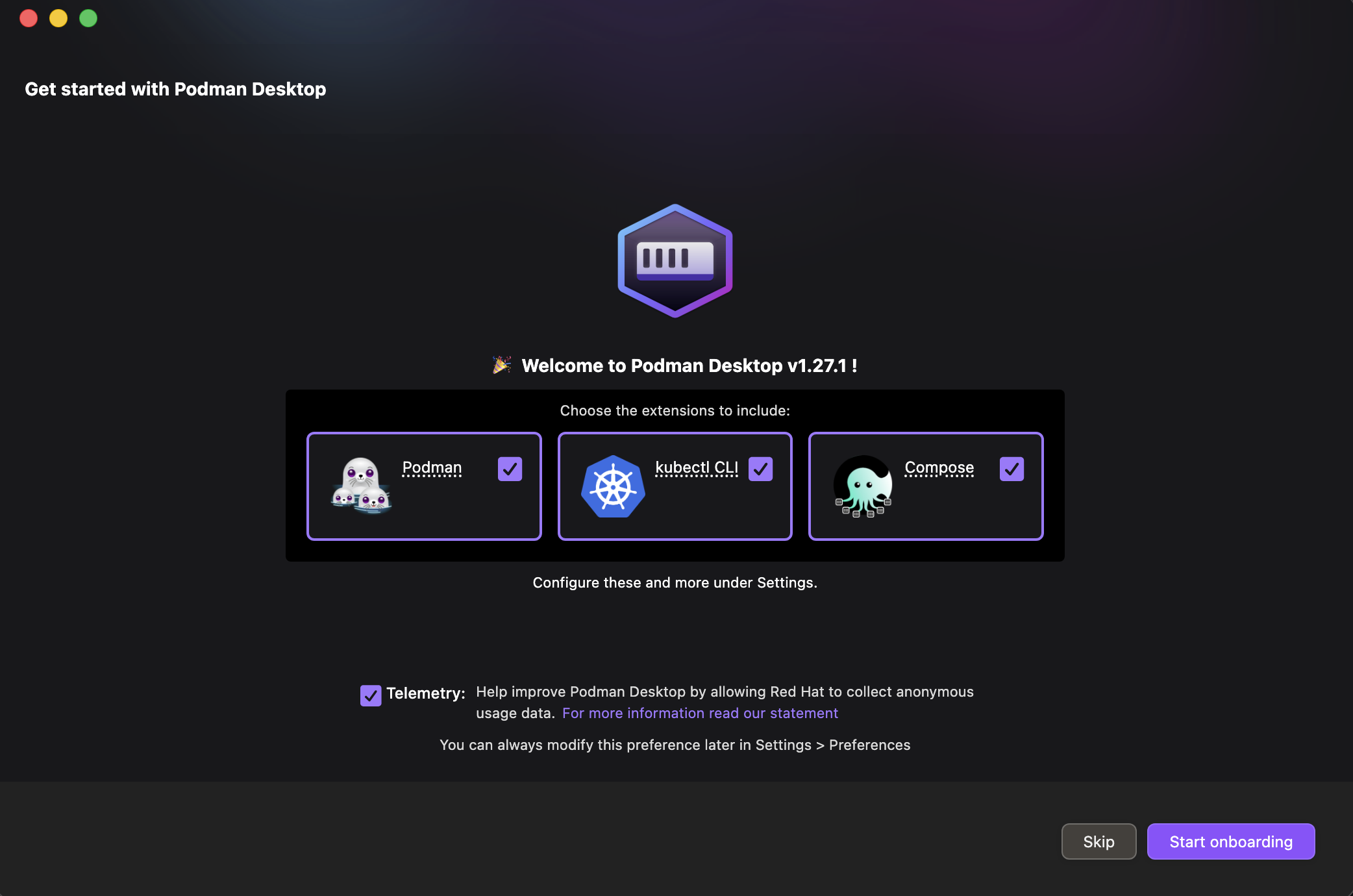 Podman Desktop onboarding